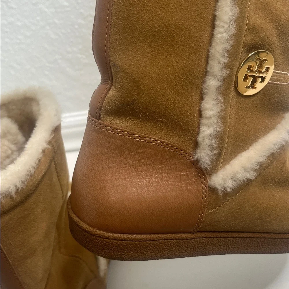 Tory Burch Ginger Suede Shearling Boots Sz 6 - Picture 7 of 10